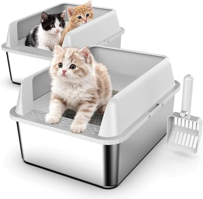 Sustainable Small Stainless Steel Litter Box with Lid 17.3×13.4×10 Inches Kitty Litter Box for Kittens Small Pets Enclosed Metal Cat Litter Box for Leak Proof Easy-Clean Non-Stick Odor ControlAbout ThisOverview Breathable