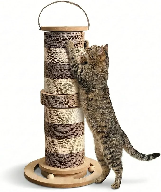 Relaxed 24 Cat Scratching Post Stable Vertical Cat Scratcher for Indoor Cats Durable Cardboard Design with Replaceable Blocks Space-Saving Scratching PostAbout ThisOverview Long-Lasting