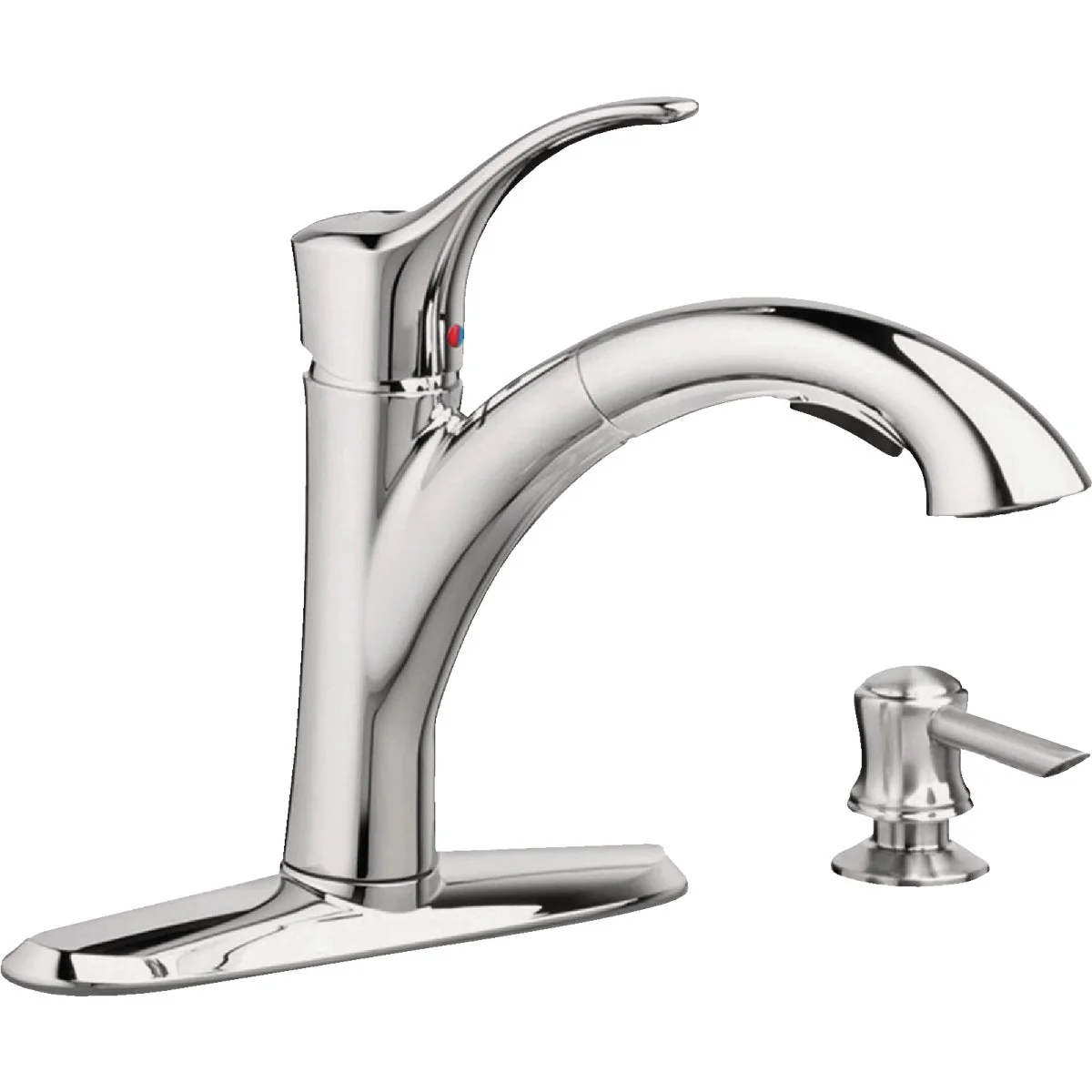 Original Design American Standard Mesa 1-Handle Lever Pull-Down Kitchen Faucet with Soap Dispenser Chrome Reliable