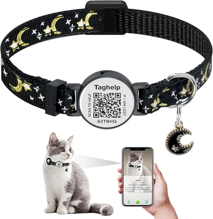 Convenient Upgraded Smart Cat Collar -Time Scan Alerts Shareable Pet Profile User-Friendly