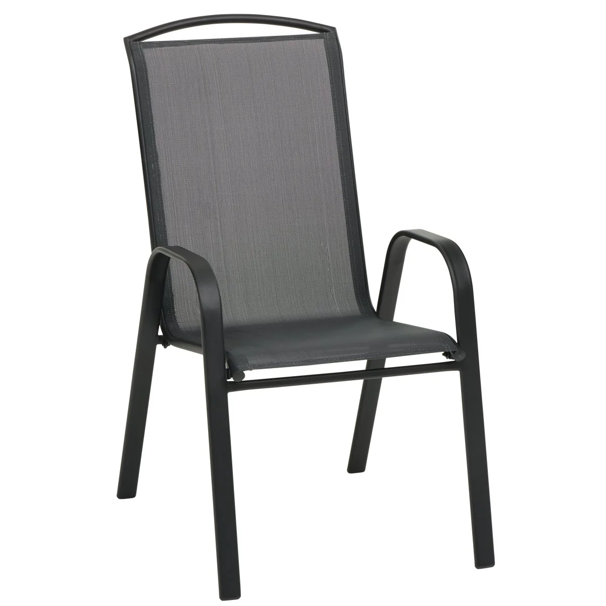 Long-Lasting Windsor Collection Black Steel Sling Stacking Chair Crafted