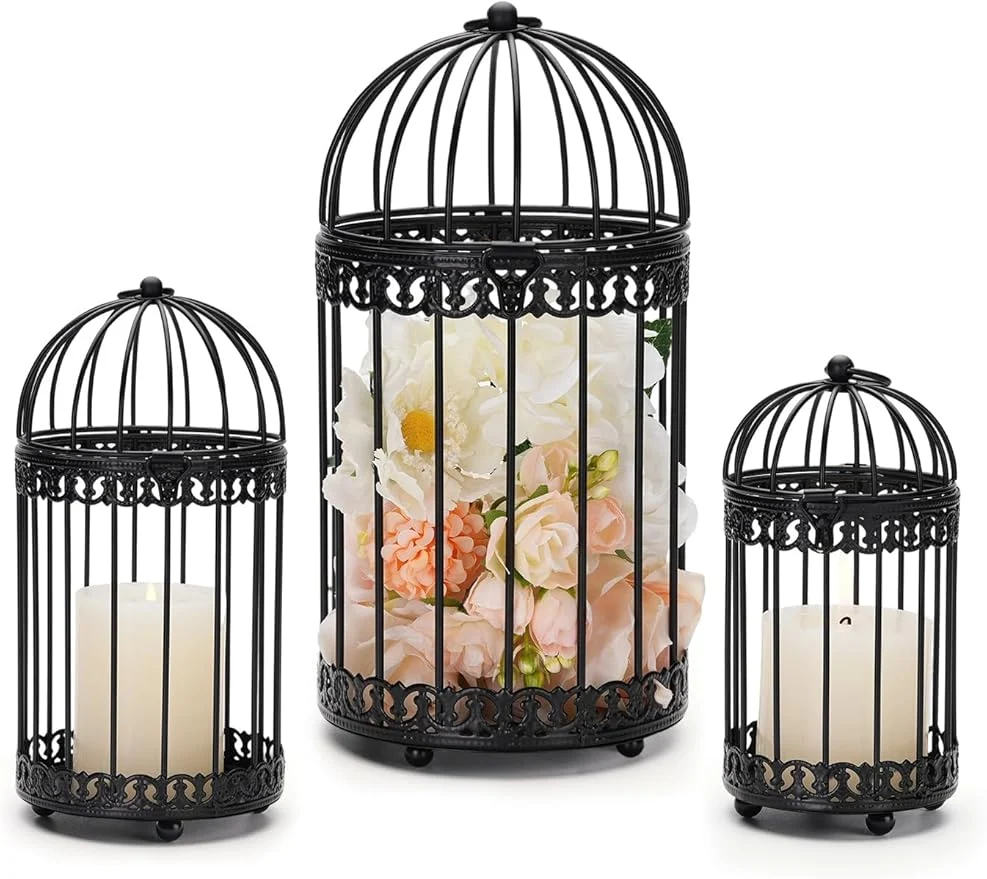 User-Friendly NUPTIO Decorative Bird Cages for Centerpiece Black Vintage Bird Cage Hanging Expertly Made