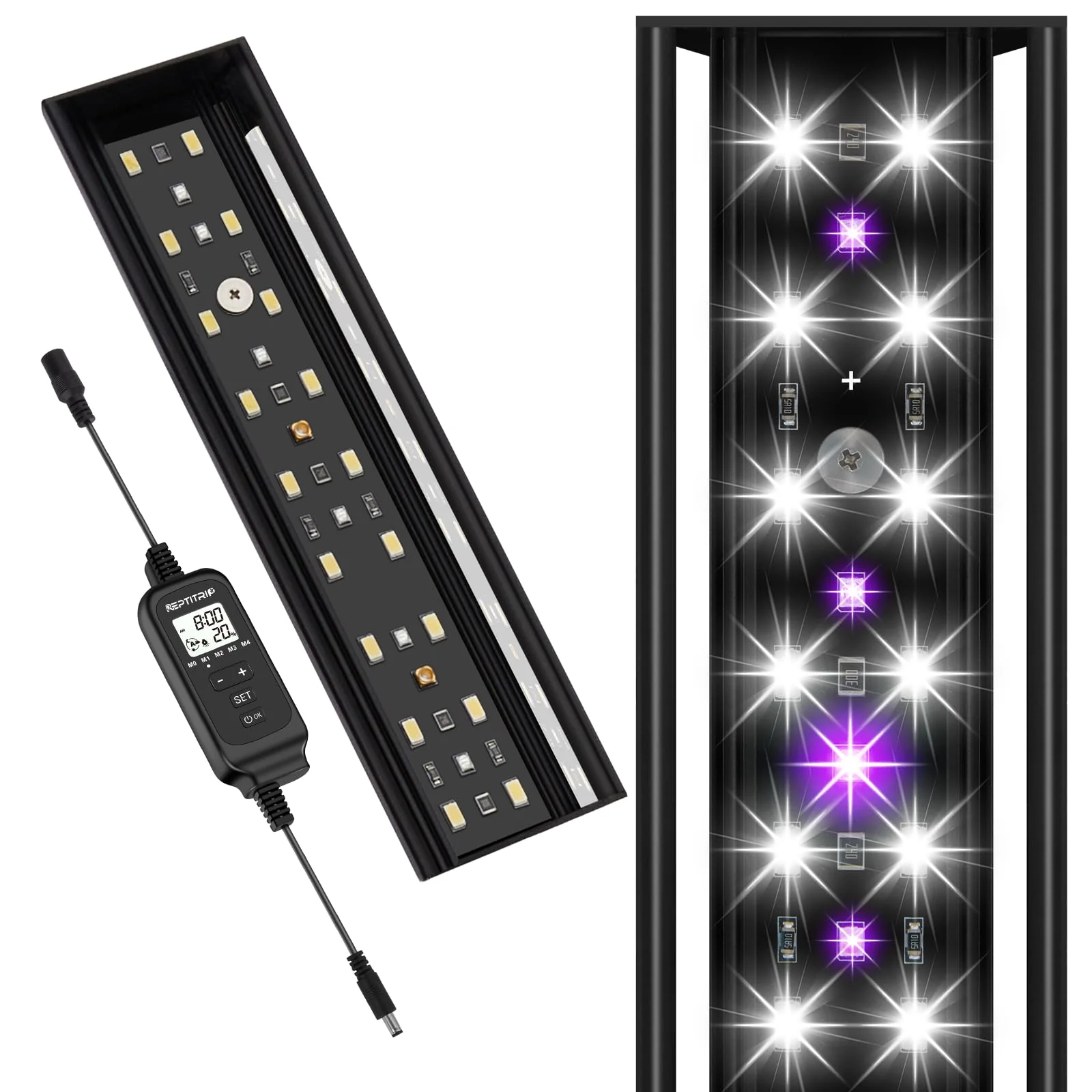 Versatile REPTITRIP 8-Inch LED UVB Light with Dimming Controller – 4 UVI Modes 6500K Certified