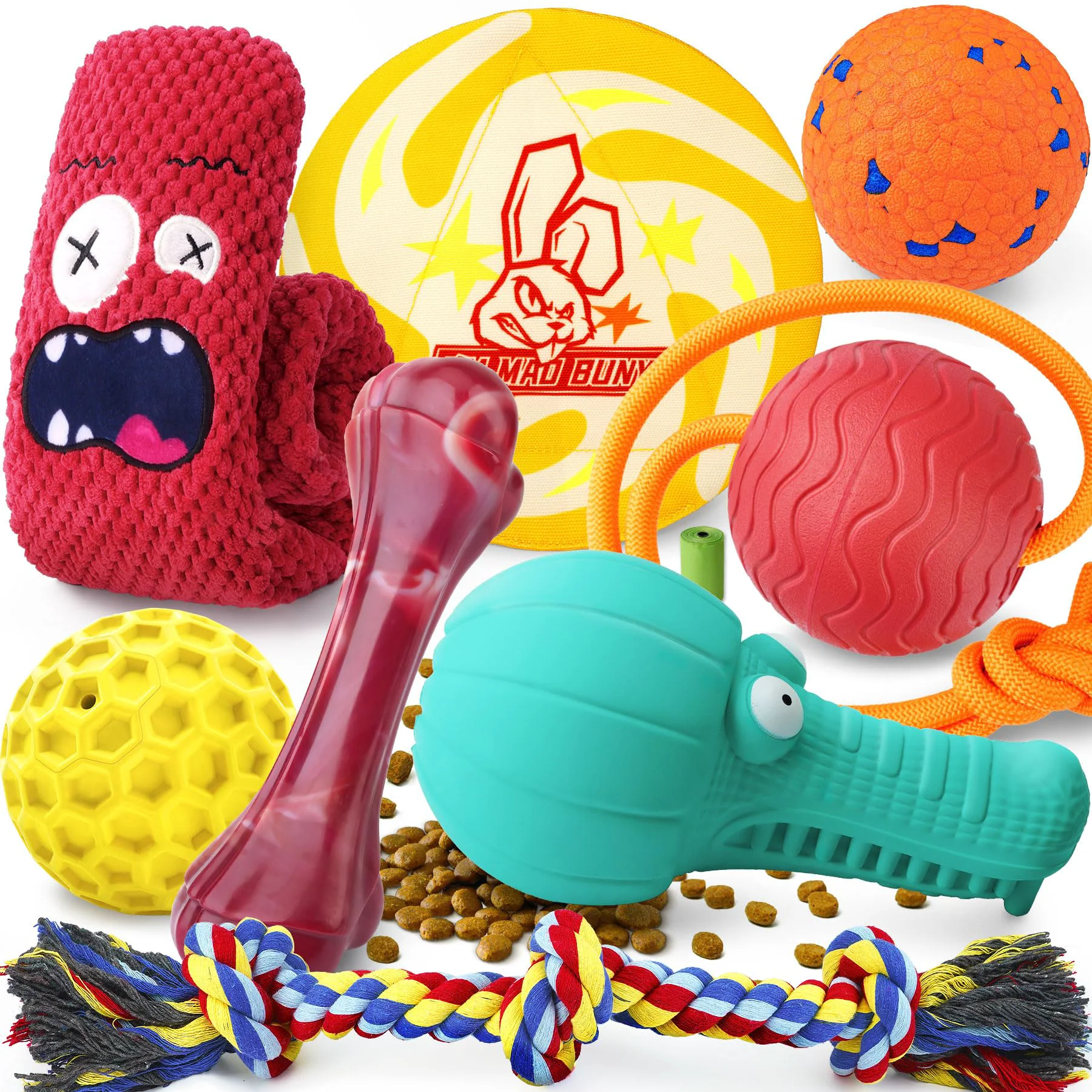 Crafted IMMADBUNY Heavy Duty 9-Pack Dog Chew Toys for Aggressive Chewers Fine