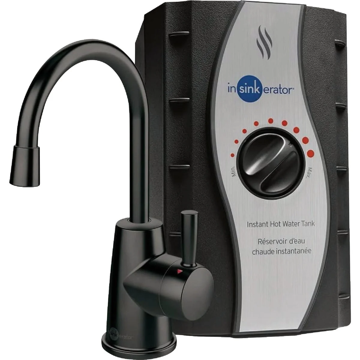 Flexible InSinkErator HOT250 1-Handle Matte Black Faucet Instant Hot Water Dispenser System with 2 3 Gal. Stainless Steel Tank Premium