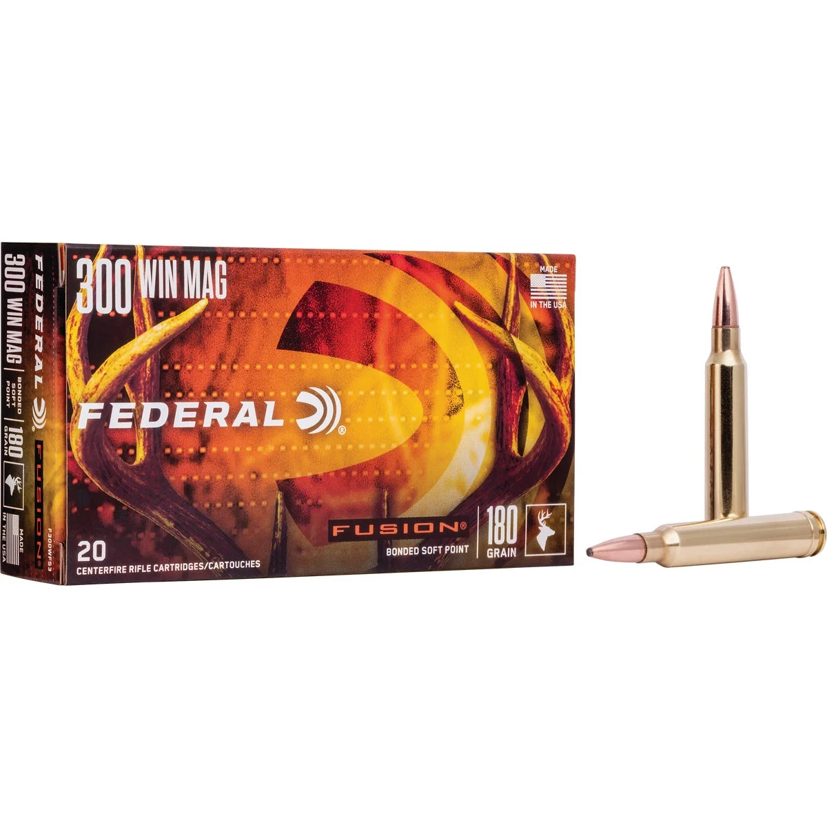 Contemporary Federal Fusion .300 Win Mag 180 Grain Fusion Soft Point Centerfire Ammunition Cartridges Smart
