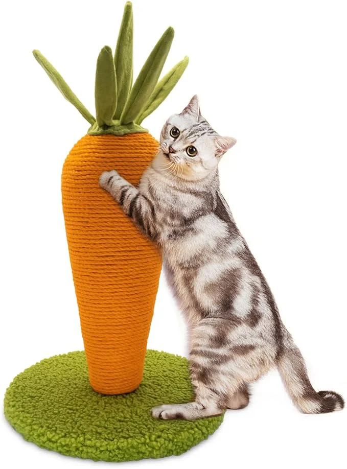 Crafted AUSCAT Cat Scratching Post Cute Carrot Scratching Post Nature Sisal Cat Scratcher for Indoor Cats and KittensAbout ThisOverview Optimized