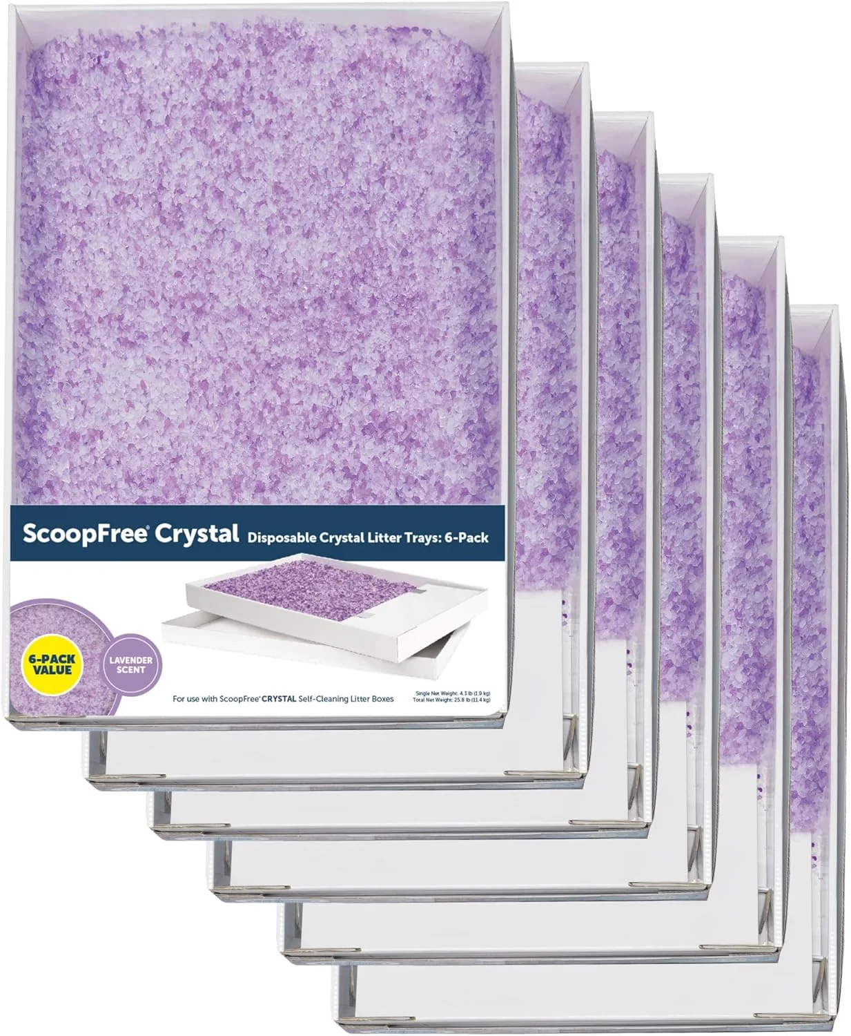 PetSafe Scoop Disposable Crystal Cat Litter Tray – Easy Cleaning Box – Refill Tray for Electric Litter Box – Lavender Scent – 4.3 lb Bags – 6 Pack Superior