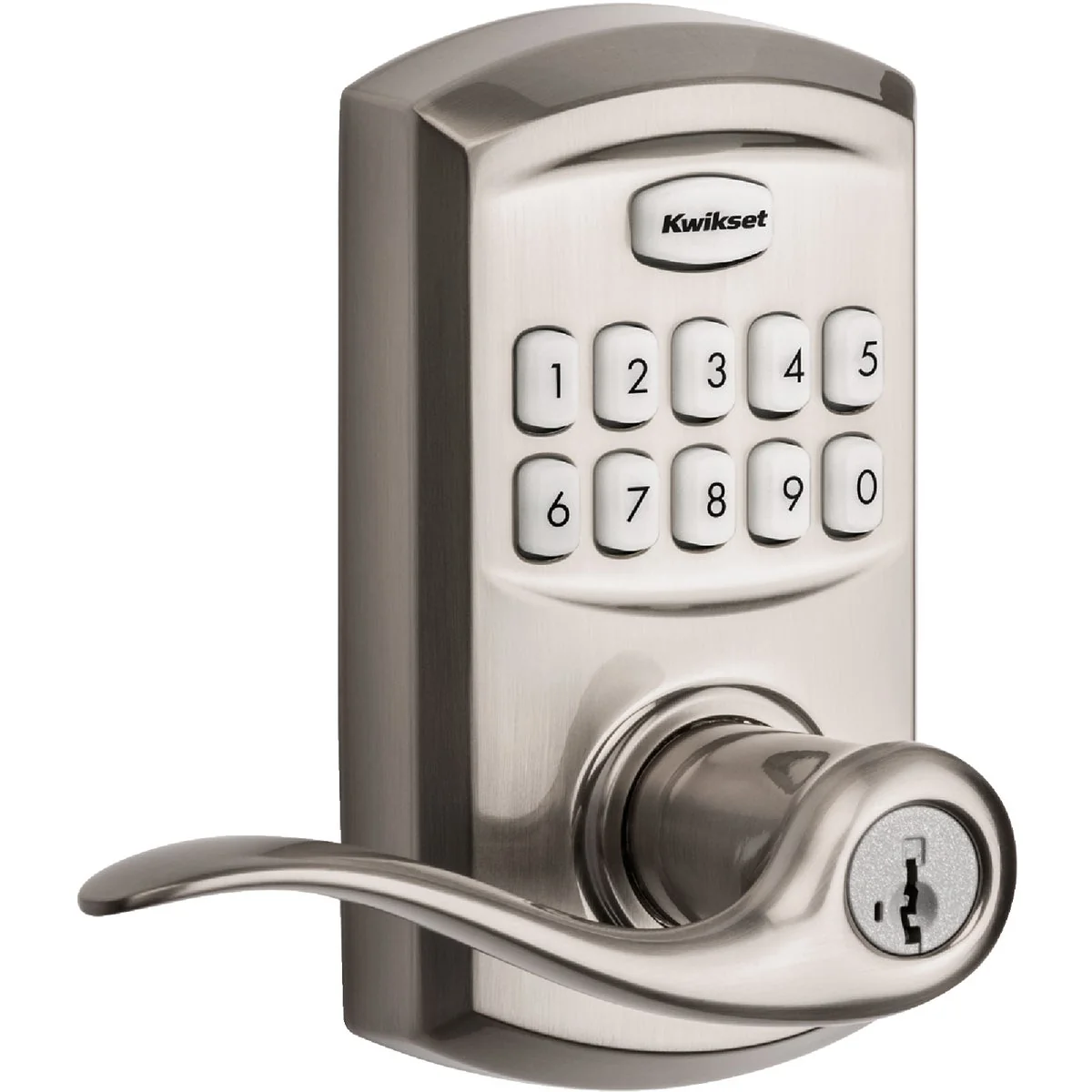 Easy-to-Use Kwikset 917 SmartCode Satin Nickel Electronic Lever With SmartKey Crafted