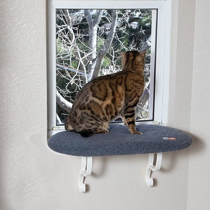 Stylish K H Pet Products Kitty Sill Cat Window Perch for Large Cats Orthopedic Window Hammock Bed Holds 40LBS Washable Cover Kitty Windowsill Bed Seat for Indoors – Gray Fleece Unheated 14 X 24inAbout ThisOverview Healthy