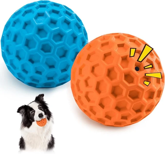 Effective HIPPIH Indestructible Squeaky Dog Toys Interactive Dog Balls 2 Pack Chew Toys Green