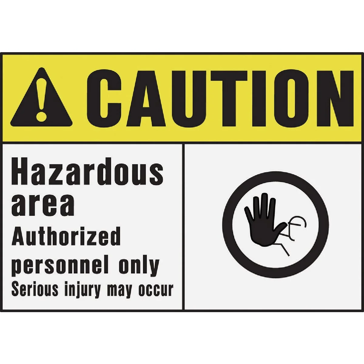 Clean Hy-Ko Caution Hazardous Area Sign Enhanced