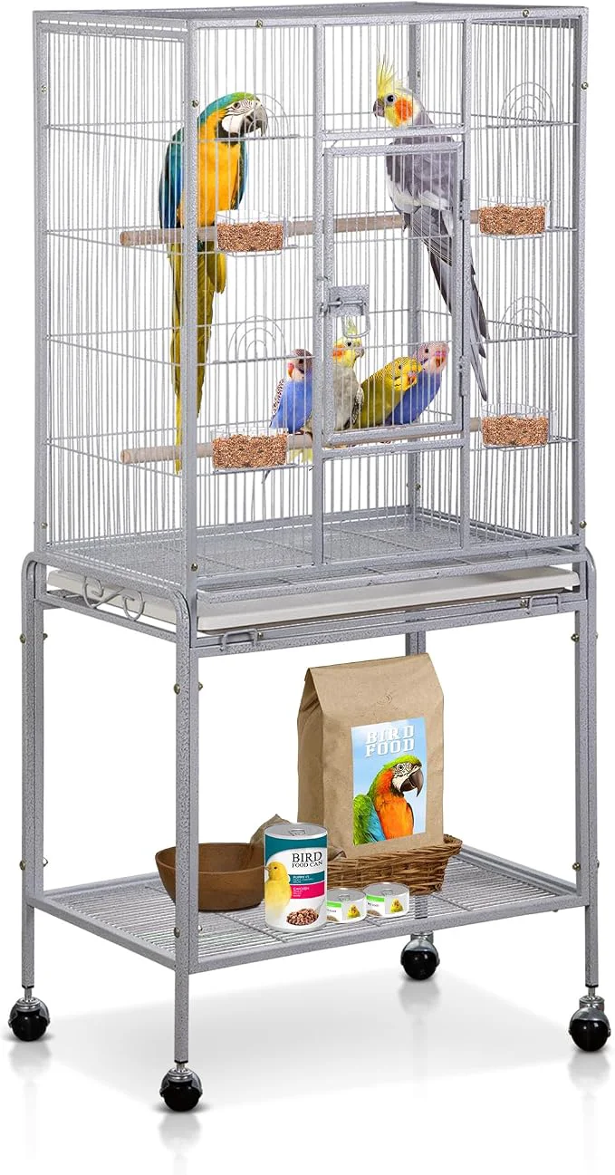 Original Design SUPER 53-Inch Rolling Bird Cage Large Wrought Iron Cage Optimized
