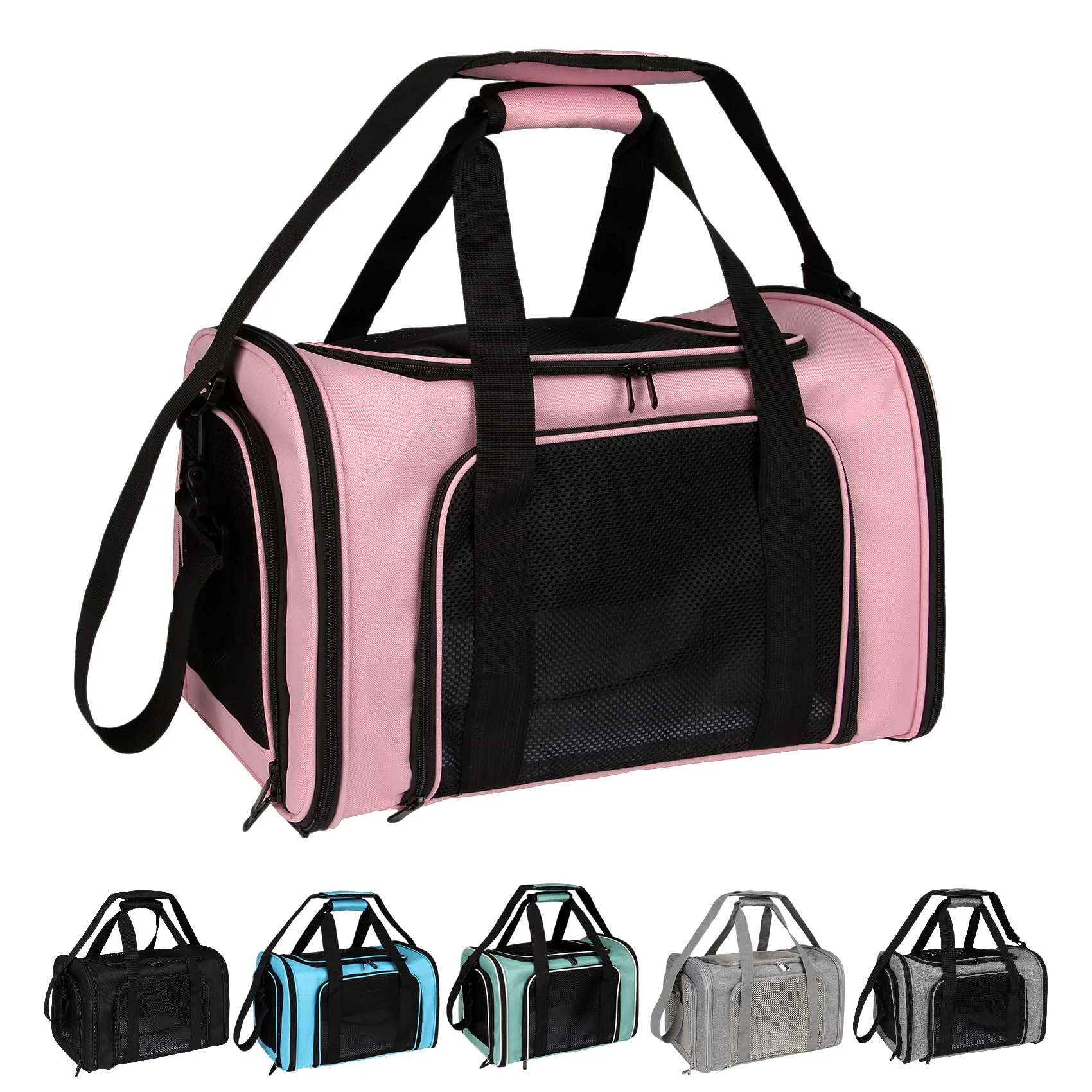 Elegant Top tasta Dog Cat Carrier – Soft Sided Travel Carrier for Large Cats Small Dogs up to 25 lbs Foldable Pink 20x13x13 Clean
