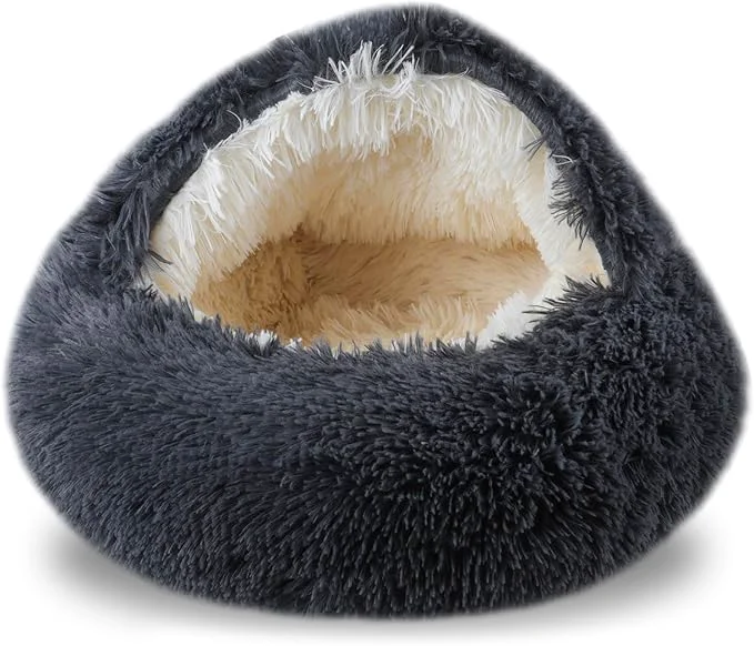 Trendy Cat Beds for Indoor Cats Cat Cave for Puppy and Kitty Calming Small Dog Bed for Small Dogs with Cover Cave Cozy Warming Fluffy Washable Anti-Slip Pet Sleeping Bag 24 24inch Dark Gray About ThisOverview World-Class