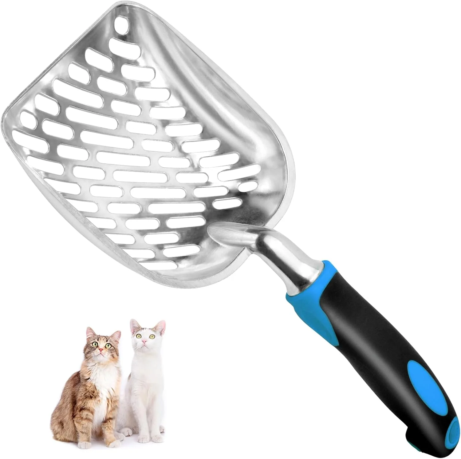 Excellent Cat Litter Scoop-Metal Cat Scooper-Long Handle Scoop Cat Scooper-Poop Sifting-Mesh Shovel-Suitable for Cat Litter Box Blue Elegant