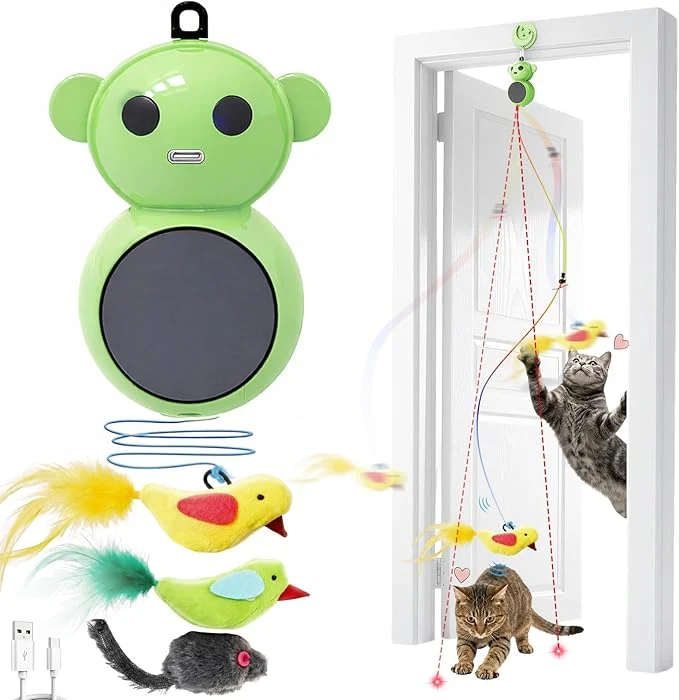 World-Class Interactive Cat Toys for Indoor Cats – 2 in 1 Automatic Cat Toy with Flying Bird，Smart Moving Wand Toy with 2 Modes Auto On Off Hanging Safe Toys for Bored Kitten Adult Cats Green About This Carefully Designed
