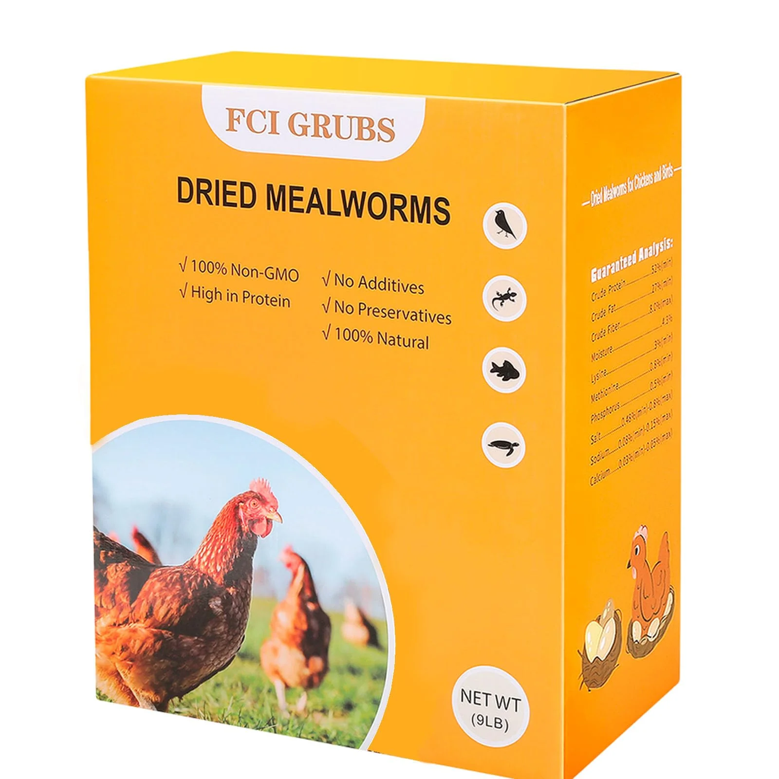 Fine FCI GRUBS Dried Mealworms 9LB – High-Protein Chicken Feed Non-GMO Safe