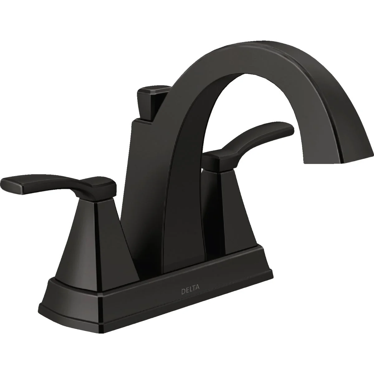 Luxury Delta Flynn Matte Black 2-Handle Lever Centerset Bathroom Faucet with Pop-Up Stylish