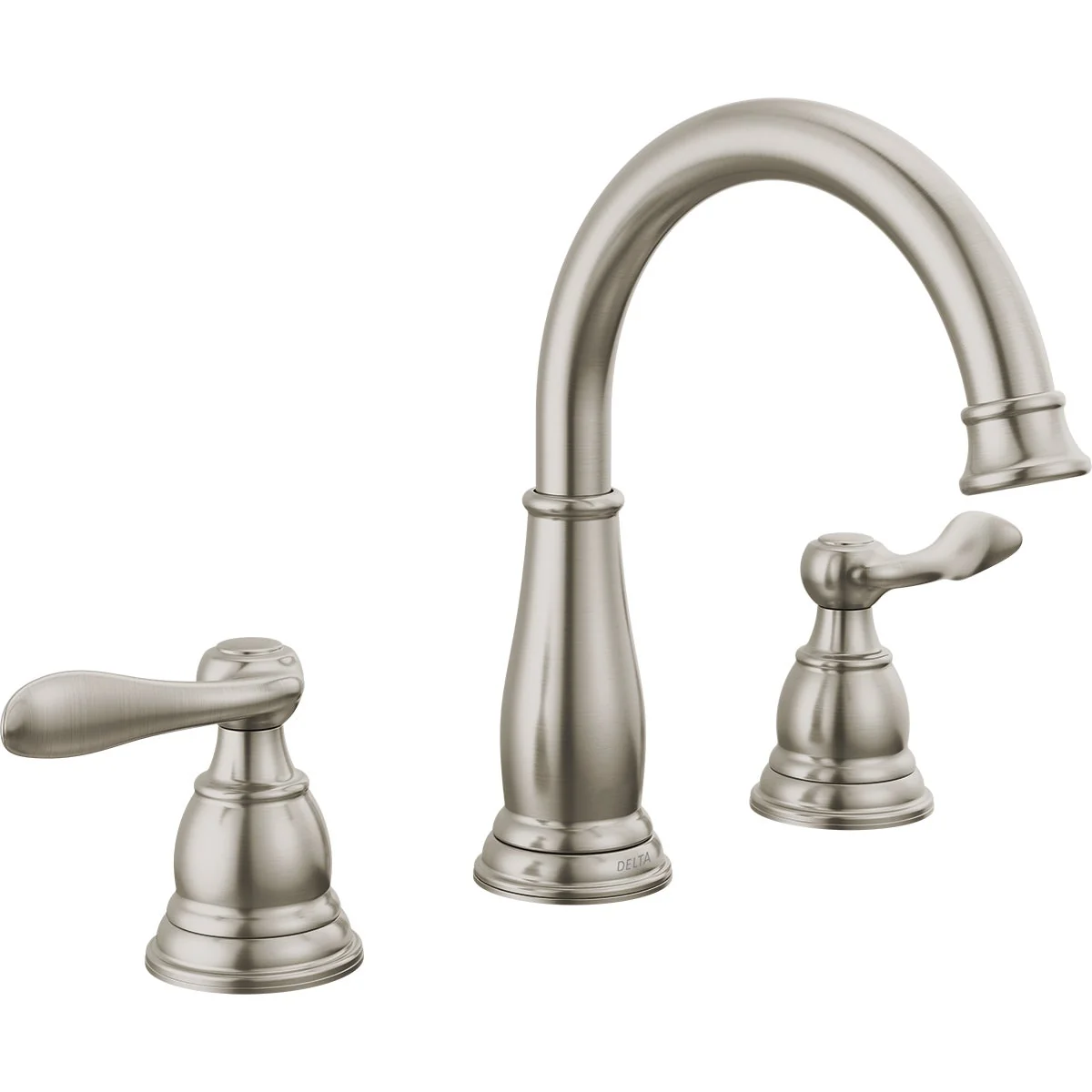 User-Friendly Delta Windmere Brushed Nickel 2-Handle Lever 6 In. to 16 In. Widespread Bathroom Faucet and Push Pop-Up with Overflow Enhanced
