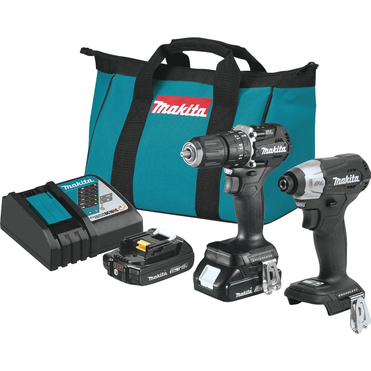 Consistent Makita 2-Tool 18 Volt LXT Lithium-Ion Brushless Sub-Compact Hammer Drill Driver Impact Driver Cordless Tool Combo Kit High-Quality