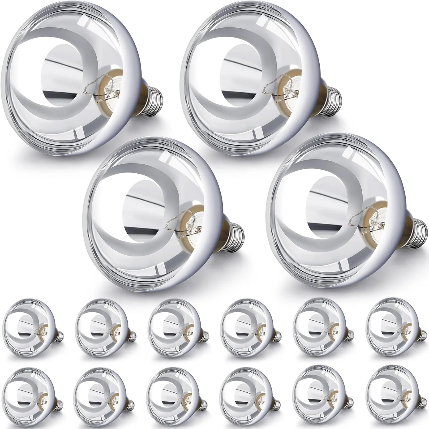 Elegant VIHOSE 16 Pack 250 Watt Heat Lamp 120v R40 Heat Lamp Bulbs Glass Incandescent Light Bulbs Incandescent Heating Lightbulbs for Reptiles Chicks Food Puppies Bathroom Use E26 Base Silver Pure