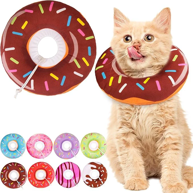 Sophisticated Cat Cone Collar Soft Cute Cat Donut Collar After Surgery Adjustable Kitten Fashionable