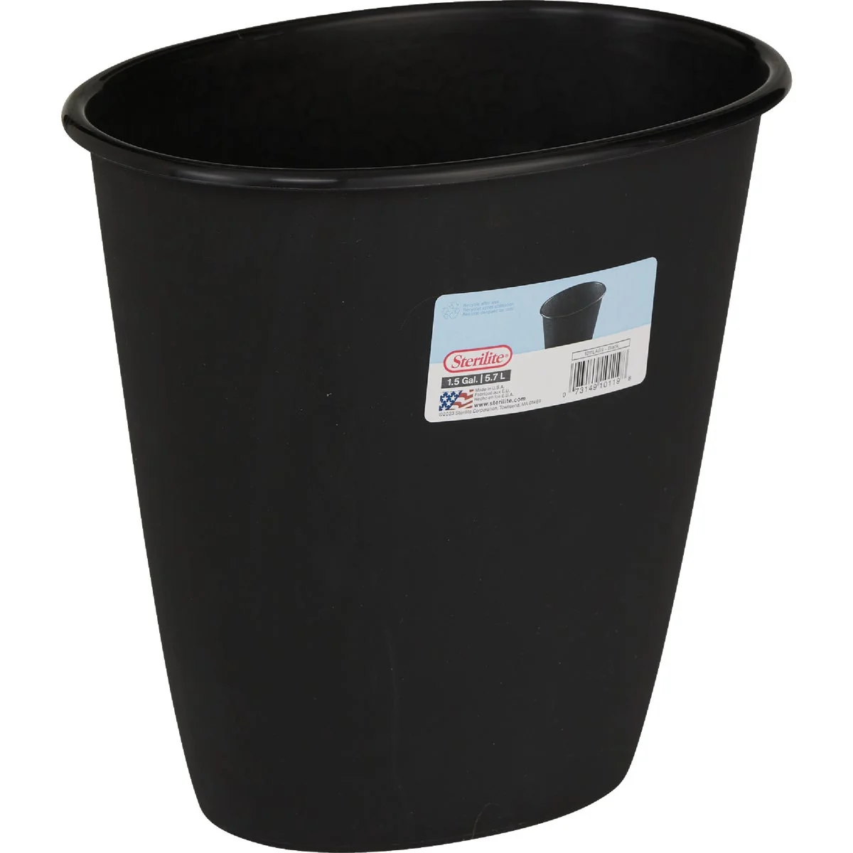 Fashionable Sterilite 1.5 Gal. 5.7 L Black Oval Vanity Wastebasket Original Design