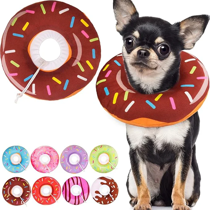 Modern Cat Cone Collar Soft Cute Cat Donut Collar After Surgery Adjustable Kitten Green
