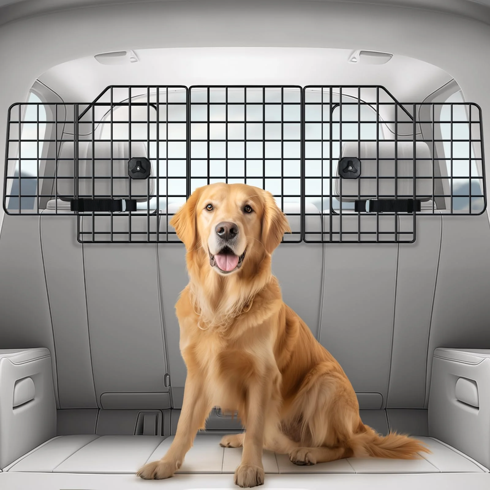 Luxury Rabbitgoo Dog Car Barrier for SU — Triple Folding Universal Fit Heavy-Duty Gate Powerful
