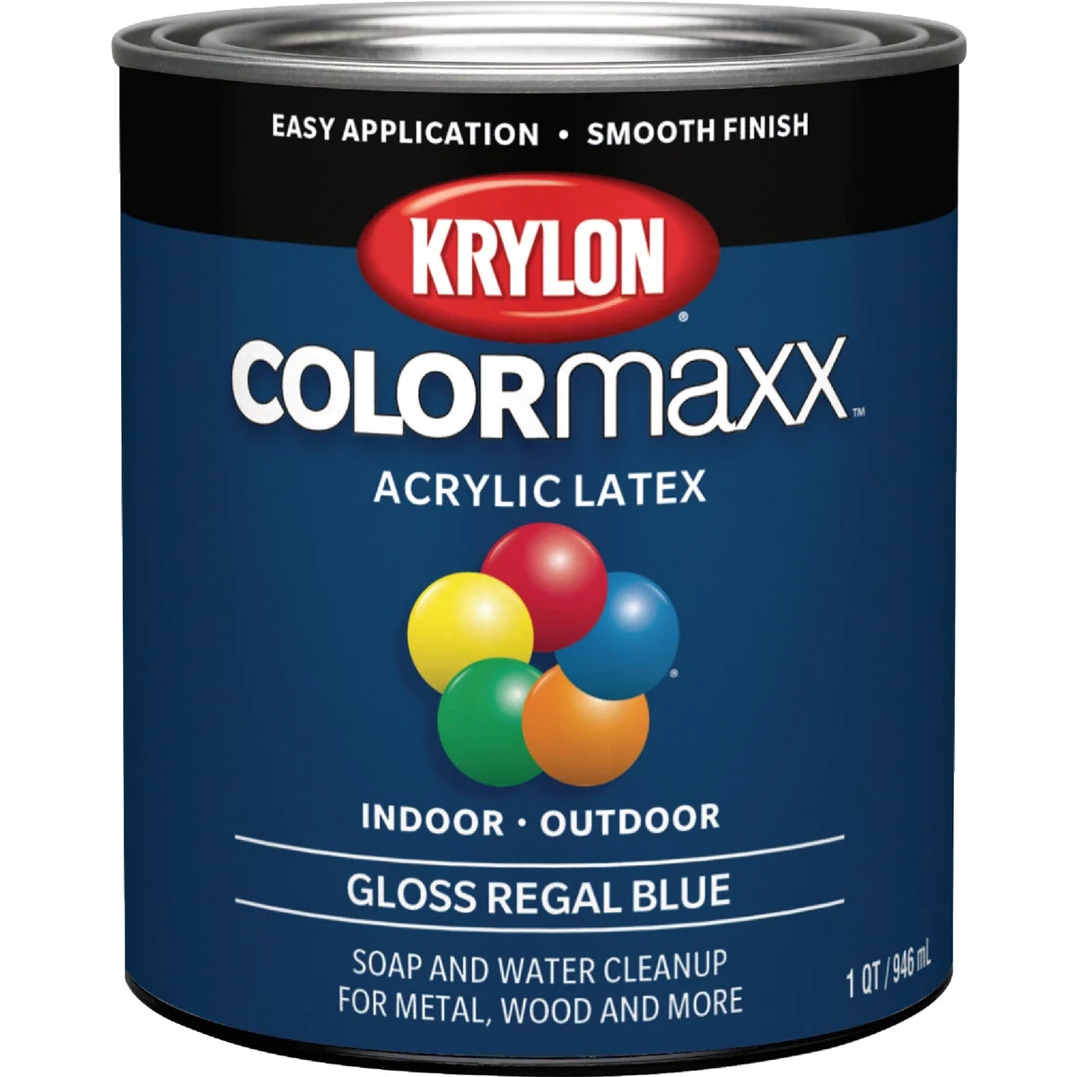 Smart Krylon ColorMaxx Gloss Interior Exterior Wall Paint Regal Blue 1 Qt. Durable
