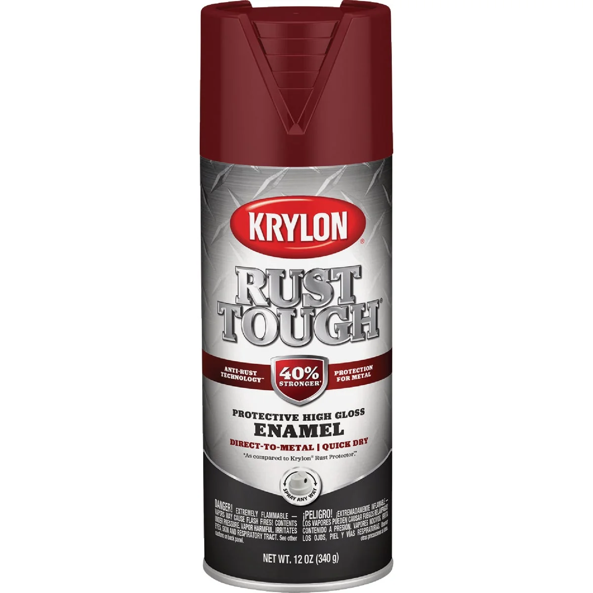 Clean Krylon Rust Tough 12 Oz. Gloss Alkyd Enamel Spray Paint Burgundy High-End