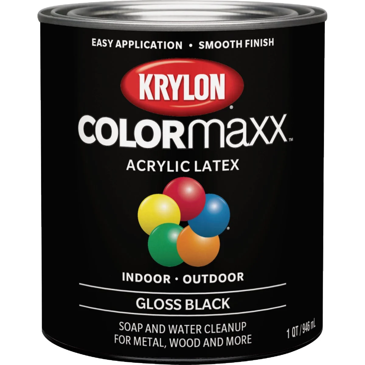 Flexible Krylon ColorMaxx Gloss Interior Exterior Wall Paint Black 1 Qt. Practical