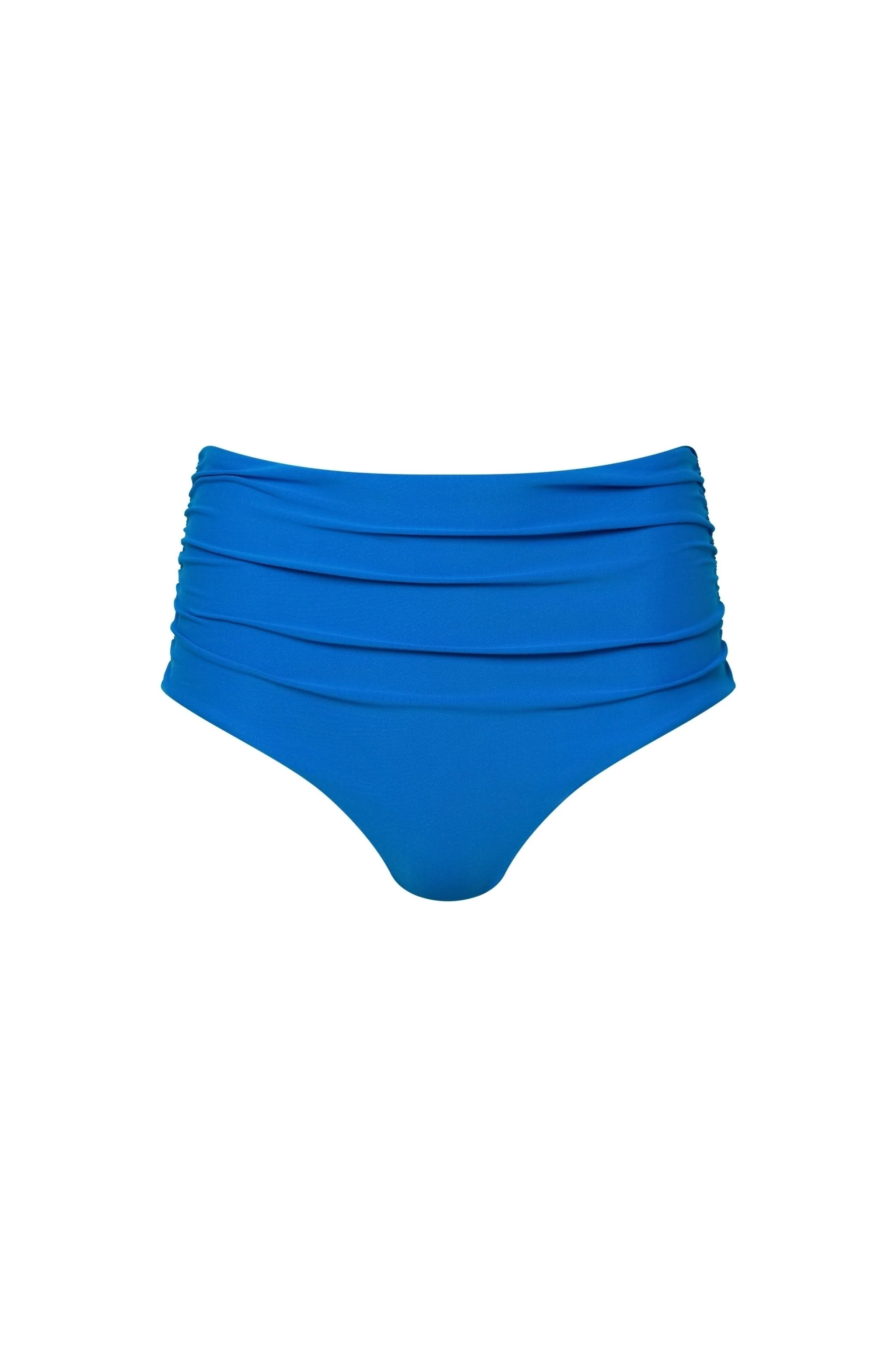 Exceptional Capri Ruched High Waist Full Coverage Bikini Bottom – Blue Versatile