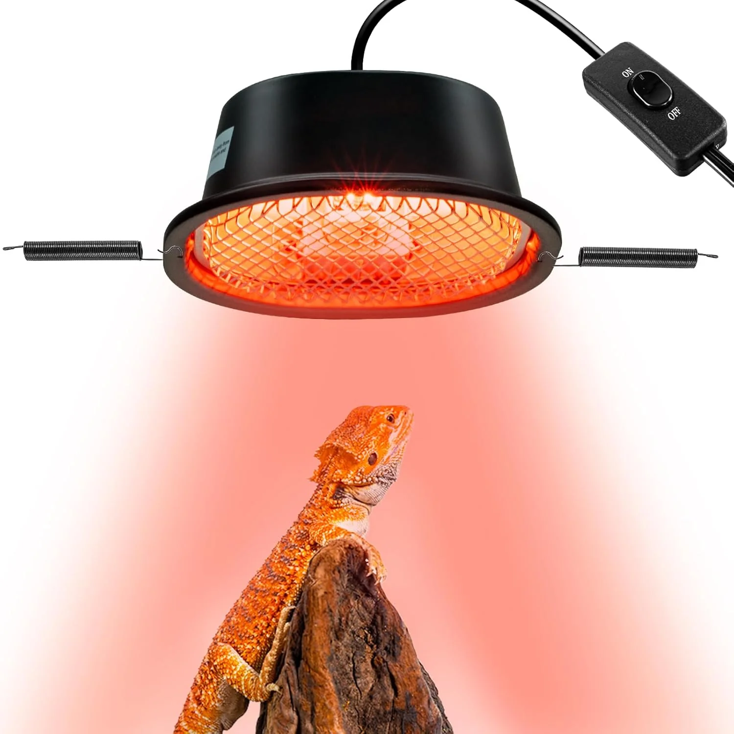 Professional G9 Reptile Infrared Heat Lamp Terrarium Heating Lamp Fixture with 50W UVA Low Profile Night Red Bulb Safety Mesh Tank Hood Basking Spot Light for Bearded Dragons Turtles Lizards Geckos Genuine