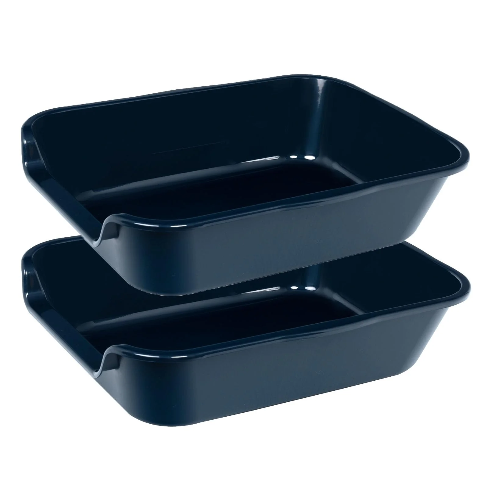 Minimalist Ying Tutu 2 Pack Extra Large Cat Litter Box – Low Entry ABS Tray 20 x 15.5 Dark Blue Smart
