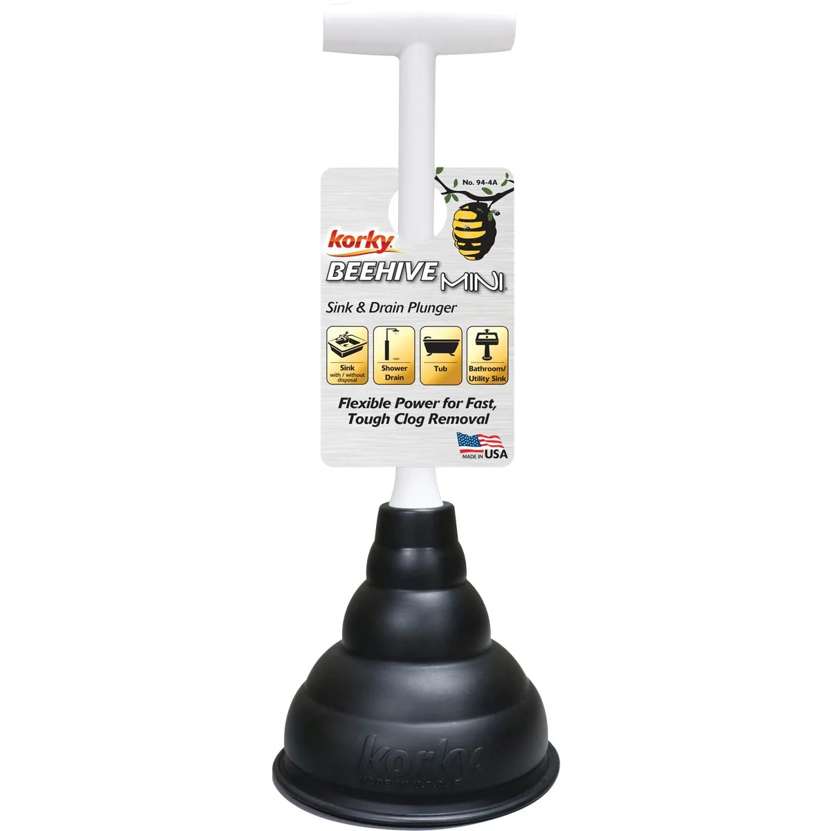 Convenient Korky BEEHIVE 5-1 2 In. Mini Sink Drain Plunger Soft