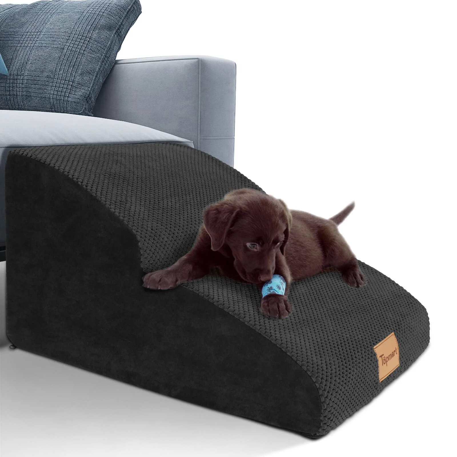 Enhanced Topmart High Density Extended Foam Dog Ramp Steps — 2 Tiers 11.8in High Non-Slip Environmentally Friendly
