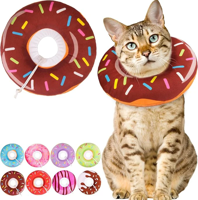 Official Cat Cone Collar Soft Cute Cat Donut Collar After Surgery Adjustable Kitten Verified
