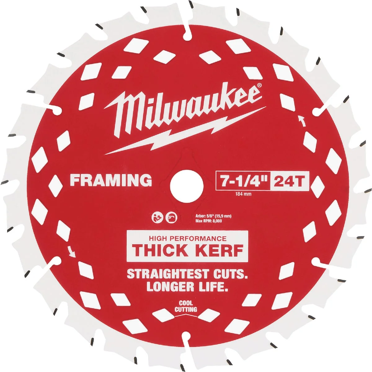 Superior Milwaukee 7-1 4 In. 24-Tooth Thick Kerf Framing Circular Saw Blade Fast
