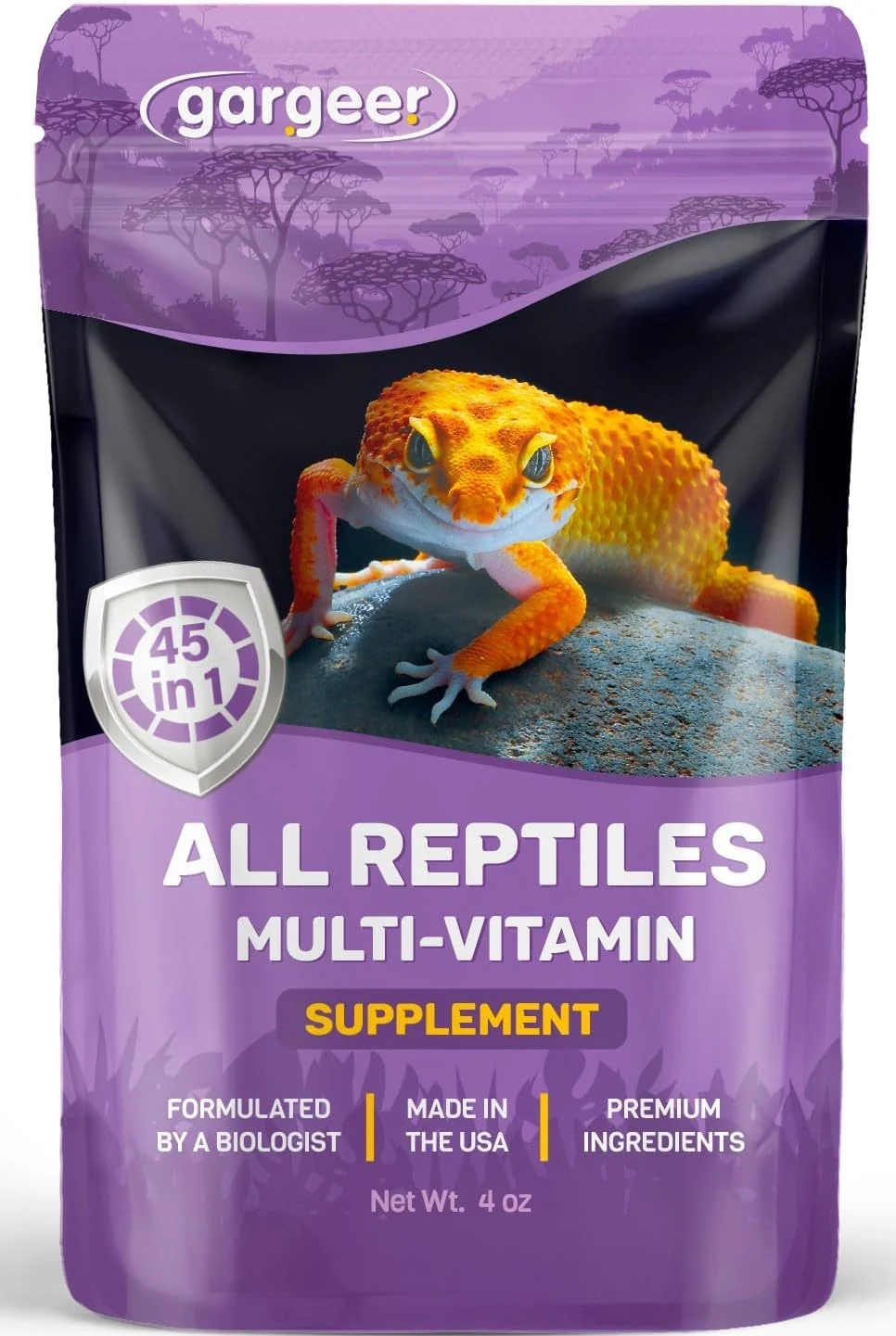 Powerful 4oz All Reptile Amphibian Multi-Vitamin Powder. Premium Supplement Supports Growth Recovery and Development. Boosted with Minerals Carotenoids and Amino Acids. Made in USA. Enjoy Innovative