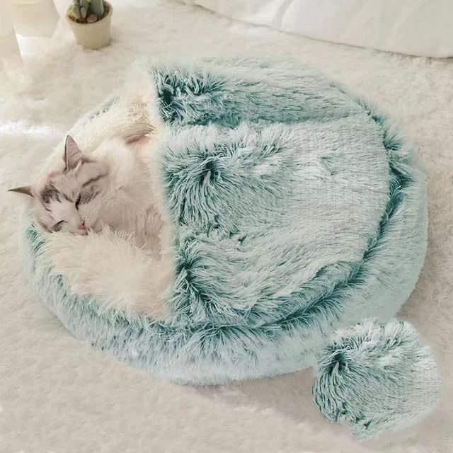 Soft Cat Bed Round Fluffy Hooded Cat Bed Cave Anti-Anxiety Cave Bed with Hooded Blanket Cozy Cuddler Luxury Puppy Pet Bed Anti-Slip Bottom and Machine Washable Green Medium About ThisOverview User-Friendly