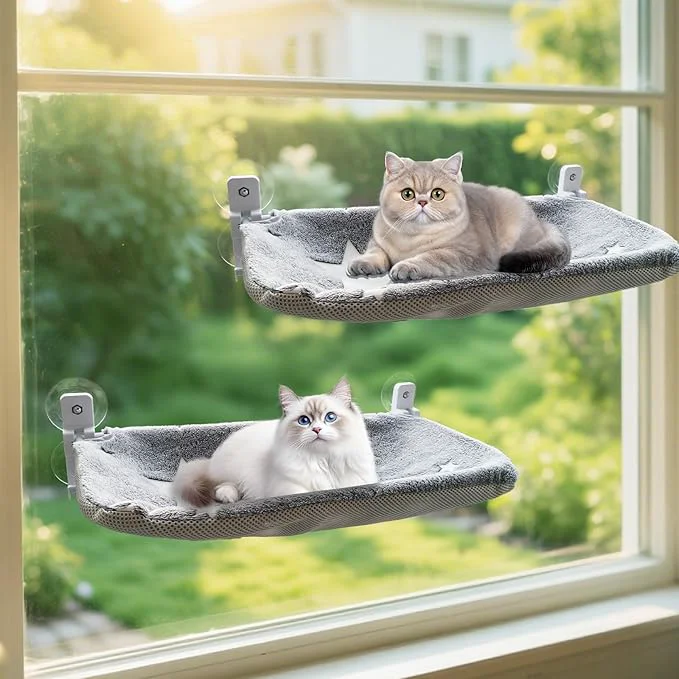 Fine Crafted Homegroove 2 Pack Cat Window Perch 24 x 12 Inch Foldable Cat Hammock Professional