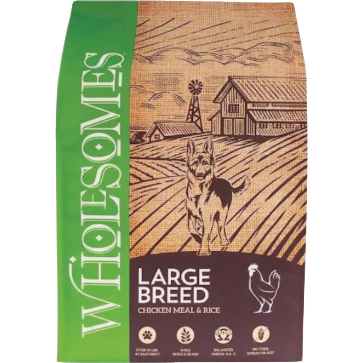 Professional Wholesomes 40 Lb. Large Breed Chicken Meal Rice Formula Dry Dog Food Durable