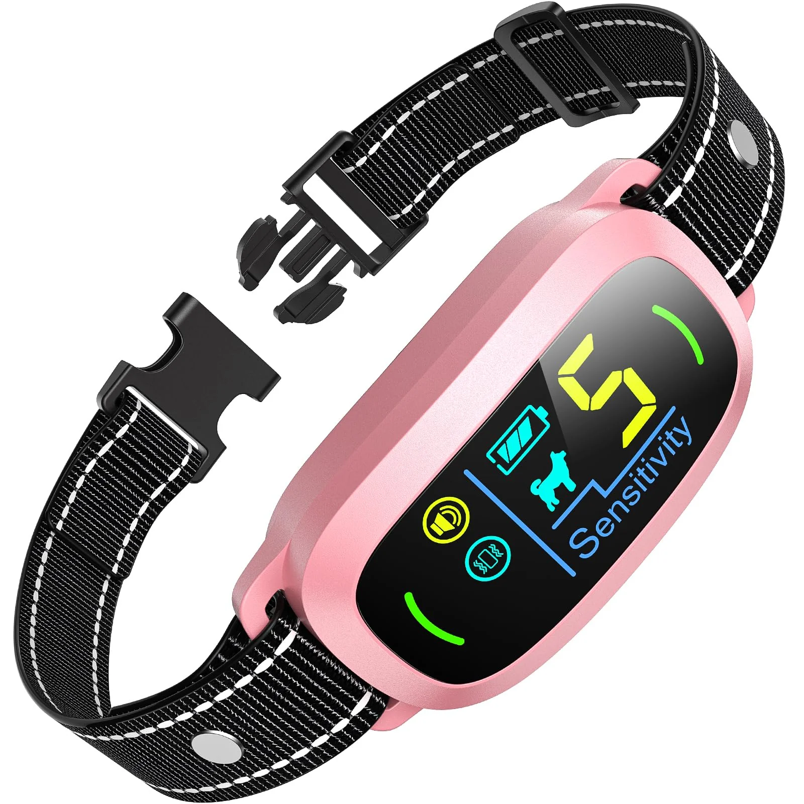Optimized FAFAFROG Dog Bark Collar Pink – Rechargeable Smart Collar with 5 Sensitivity Modes Excellent