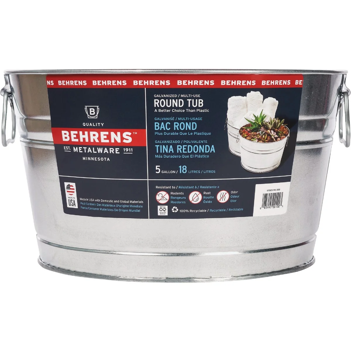Reliable Behrens 5 Gal. Round Galvanized Steel Utility Tub Smooth