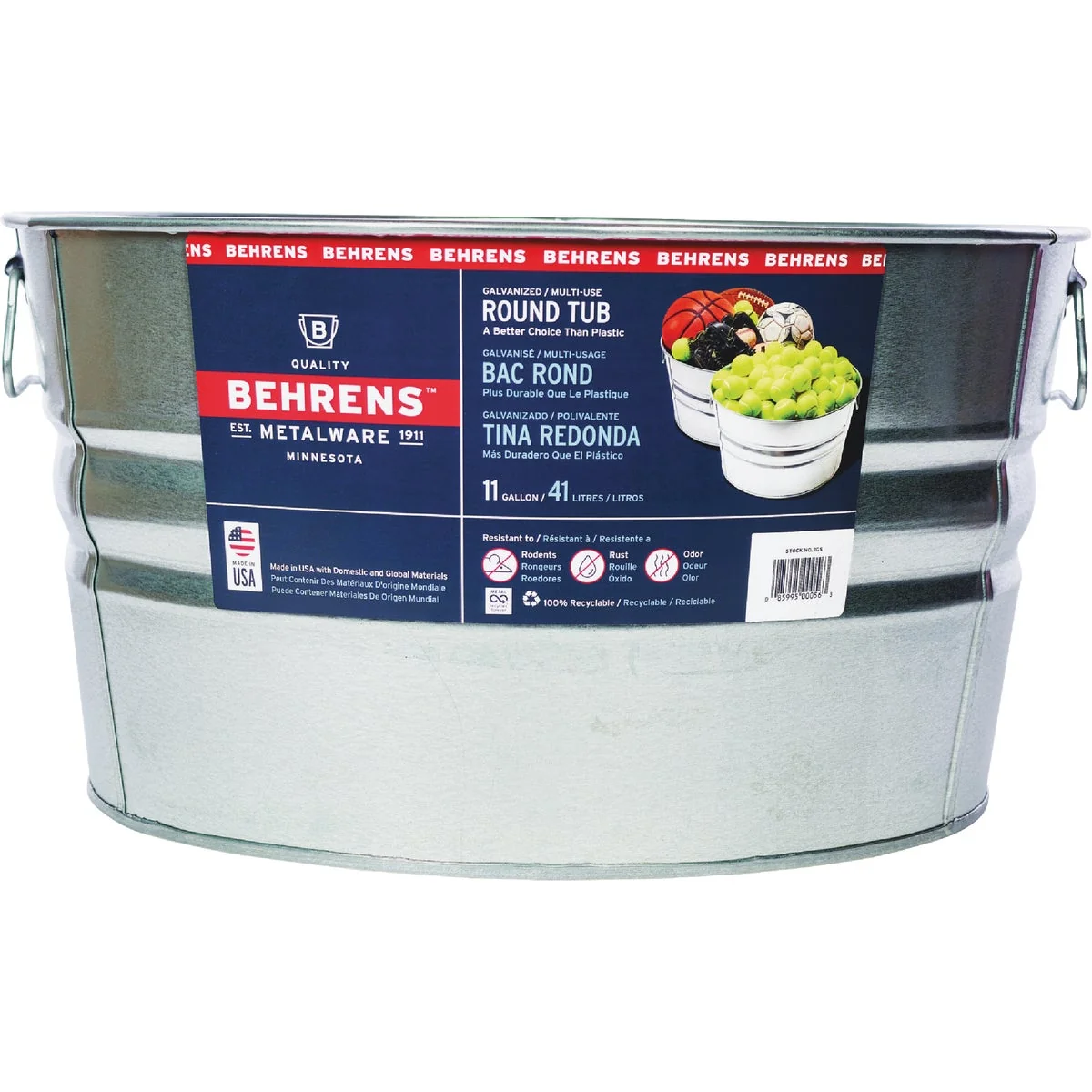 Reliable Behrens 11 Gal. Round Galvanized Steel Utility Tub Smooth