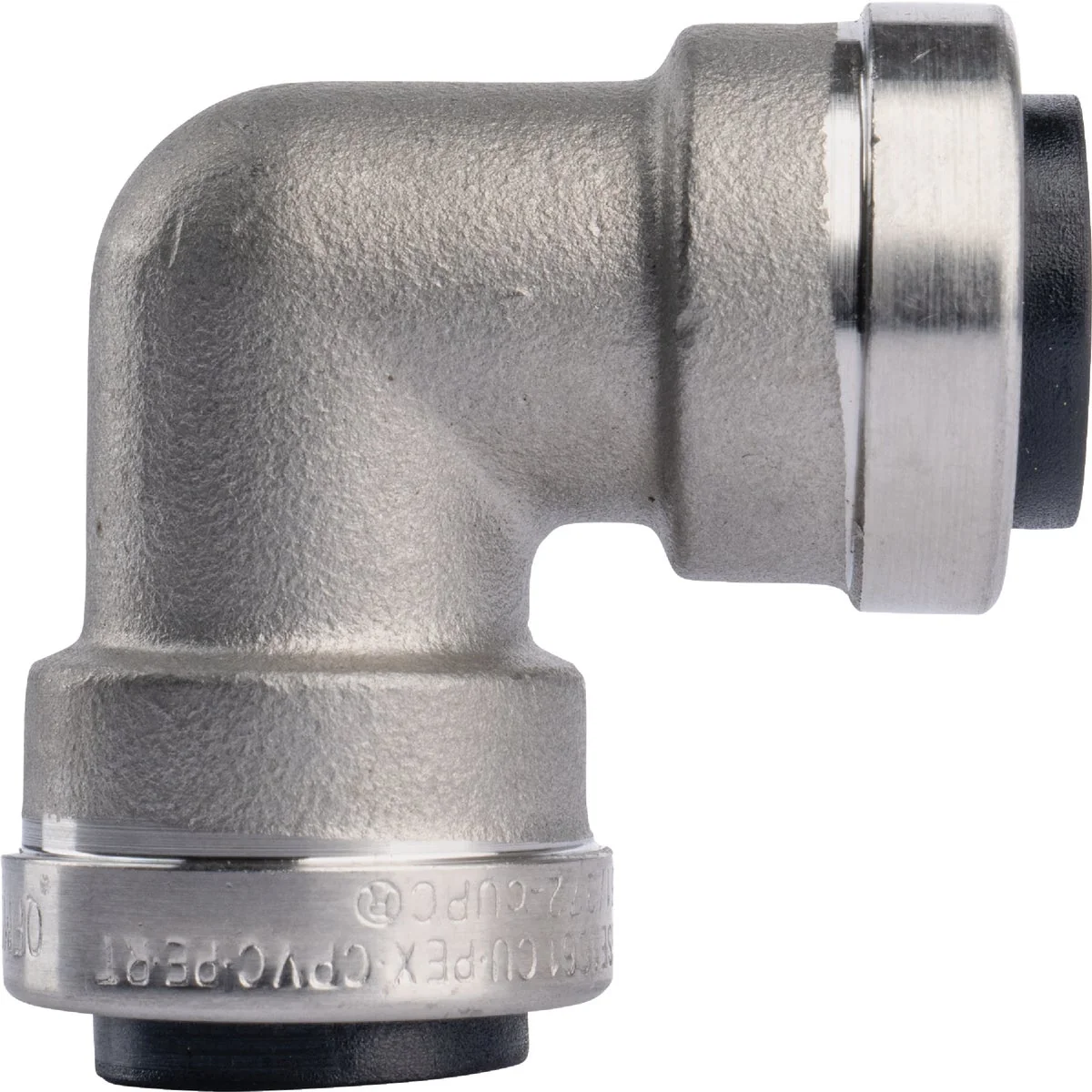Premium QuickFitting 1 2 In. x 1 2 In. Push-to-Connect Stainless Steel 90-Degree Elbow Green