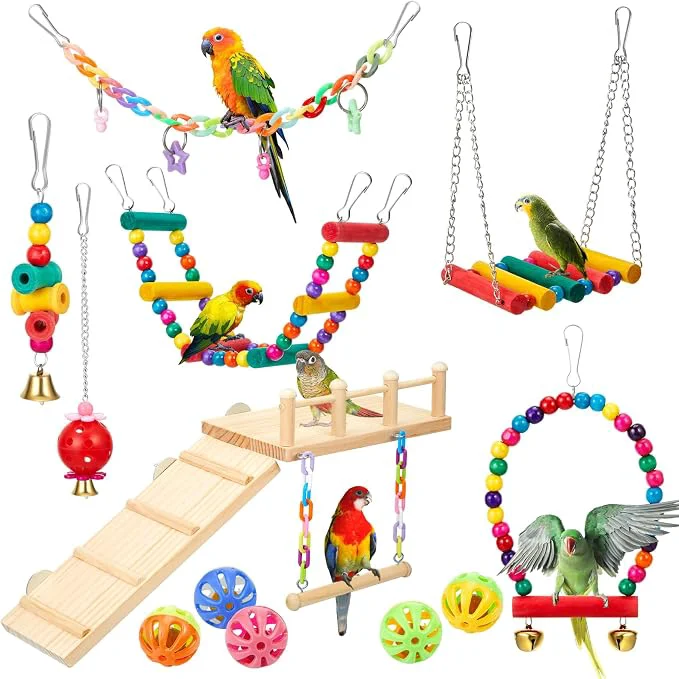 Pure 12 Pcs Parakeet Cockatiel Bird Toys Bird Toys Recyclable
