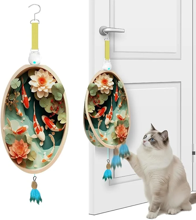 Lightweight OtterVerz 11 Interactive Cat Toys for Indoor Cats Automatic Concealed Hide and Seek Hanging Feather Cat Toy Rechargeable Motion-Activated Enrichment Toys for Bored Adult Cats Fish Pond PatternAbout This Secure